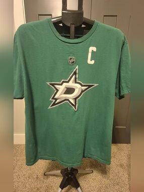 Adidas Dallas Stars Jamie Benn #14 NHL Green T-Shirt Size XL Cotton Hockey Tee